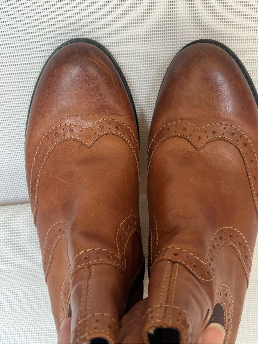 Remonte Brown Leather Brogue Chelsea Ankle Boots EU 38 US Size 8 (snug 8) - Picture 3 of 12